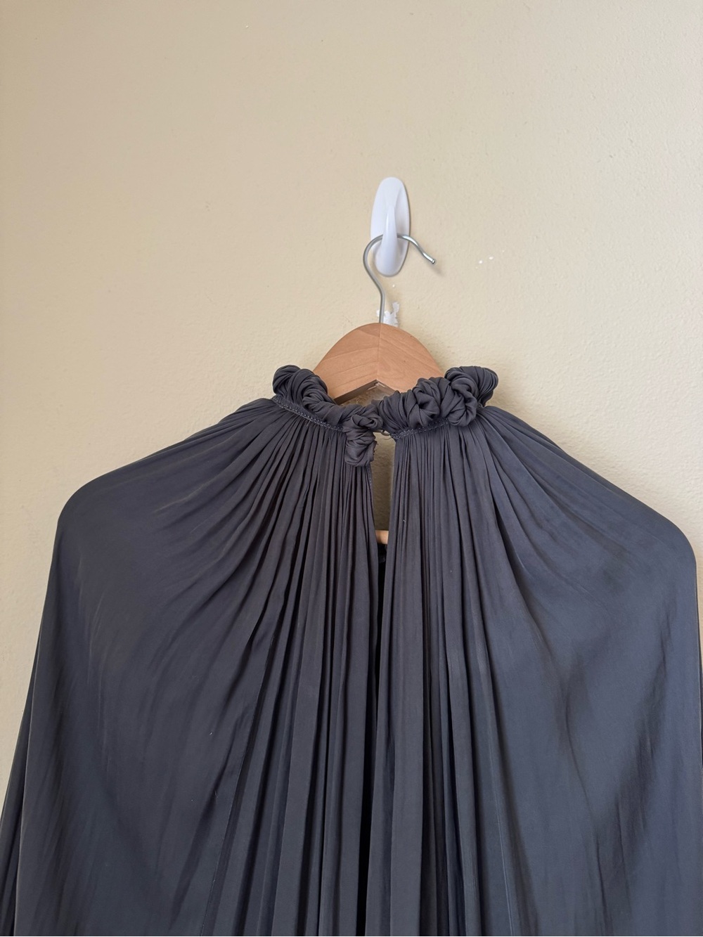 Lanvin Pleated Gathered Charmeuse Dress Grey Size 38 - Picture 4 of 9